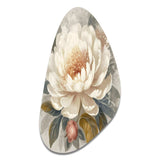 White Grey Peony Blooms In Motion III - Asymmetric Metal Wall Art