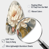 White Grey Peony Blooms In Motion III - Asymmetric Metal Wall Art