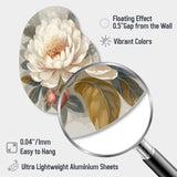 White Grey Peony Blooms In Motion III - Asymmetric Metal Wall Art