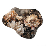 Cream Brown Peony Blooms In Motion - Asymmetric Metal Wall Art