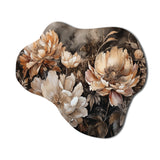 Cream Brown Peony Blooms In Motion - Asymmetric Metal Wall Art