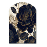 Blue Gold Peonies Celebration I - Asymmetric Metal Wall Art