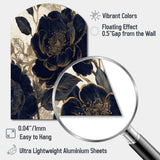 Blue Gold Peonies Celebration I - Asymmetric Metal Wall Art