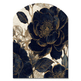 Blue Gold Peonies Celebration I - Asymmetric Metal Wall Art