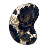 Blue Gold Peonies Celebration I - Asymmetric Metal Wall Art