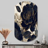 Blue Gold Peonies Celebration I - Asymmetric Metal Wall Art