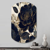 Blue Gold Peonies Celebration I - Asymmetric Metal Wall Art