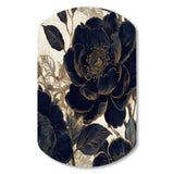 Blue Gold Peonies Celebration I - Asymmetric Metal Wall Art