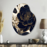 Blue Gold Peonies Celebration I - Asymmetric Metal Wall Art