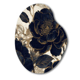 Blue Gold Peonies Celebration I - Asymmetric Metal Wall Art