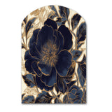 Blue Gold Peonies Celebration IV - Asymmetric Metal Wall Art