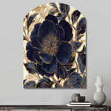 Blue Gold Peonies Celebration IV - Asymmetric Metal Wall Art