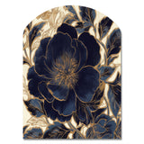 Blue Gold Peonies Celebration IV - Asymmetric Metal Wall Art