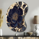 Blue Gold Peonies Celebration IV - Asymmetric Metal Wall Art