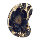 Blue Gold Peonies Celebration IV - Asymmetric Metal Wall Art