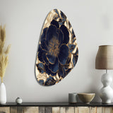 Blue Gold Peonies Celebration IV - Asymmetric Metal Wall Art