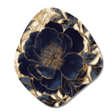 Blue Gold Peonies Celebration IV - Asymmetric Metal Wall Art