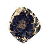 Blue Gold Peonies Celebration IV - Asymmetric Metal Wall Art