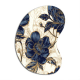 Blue Gold Peonies Celebration VII - Asymmetric Metal Wall Art