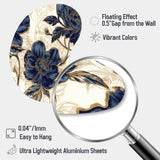 Blue Gold Peonies Celebration VII - Asymmetric Metal Wall Art