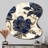 Blue Gold Peonies Celebration VII - Asymmetric Metal Wall Art