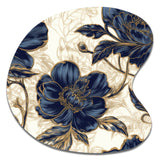 Blue Gold Peonies Celebration VII - Asymmetric Metal Wall Art