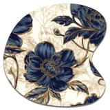 Blue Gold Peonies Celebration VII - Asymmetric Metal Wall Art