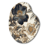 Blue Gold Peonies Symphony I - Asymmetric Metal Wall Art