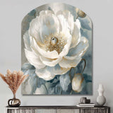 White Blue Peonies Symphony I - Asymmetric Metal Wall Art