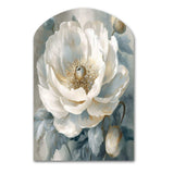 White Blue Peonies Symphony I - Asymmetric Metal Wall Art