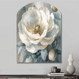 White Blue Peonies Symphony I - Asymmetric Metal Wall Art