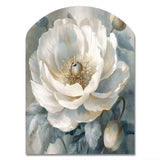 White Blue Peonies Symphony I - Asymmetric Metal Wall Art