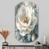 White Blue Peonies Symphony I - Asymmetric Metal Wall Art