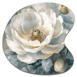 White Blue Peonies Symphony I - Asymmetric Metal Wall Art