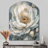 White Blue Peonies Symphony II - Asymmetric Metal Wall Art