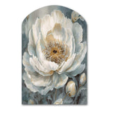 White Blue Peonies Symphony II - Asymmetric Metal Wall Art