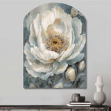 White Blue Peonies Symphony II - Asymmetric Metal Wall Art