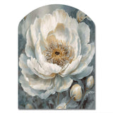 White Blue Peonies Symphony II - Asymmetric Metal Wall Art