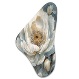 White Blue Peonies Symphony II - Asymmetric Metal Wall Art