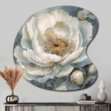 White Blue Peonies Symphony II - Asymmetric Metal Wall Art