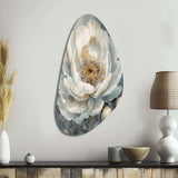 White Blue Peonies Symphony II - Asymmetric Metal Wall Art