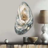 White Blue Peonies Symphony II - Asymmetric Metal Wall Art