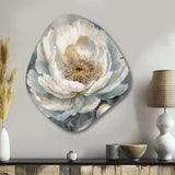 White Blue Peonies Symphony II - Asymmetric Metal Wall Art