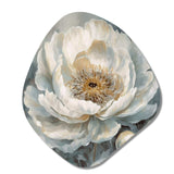 White Blue Peonies Symphony II - Asymmetric Metal Wall Art