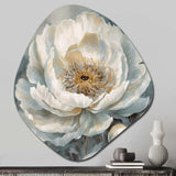 White Blue Peonies Symphony II - Asymmetric Metal Wall Art