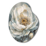 White Blue Peonies Symphony II - Asymmetric Metal Wall Art