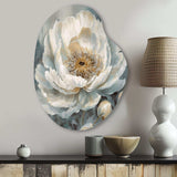 White Blue Peonies Symphony II - Asymmetric Metal Wall Art