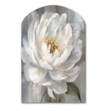 White Grey Peonies Artistry - Asymmetric Metal Wall Art