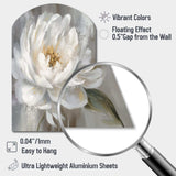 White Grey Peonies Artistry - Asymmetric Metal Wall Art