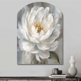 White Grey Peonies Artistry - Asymmetric Metal Wall Art